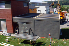 Der Carport ist parat zur Montage der Dachplatten.